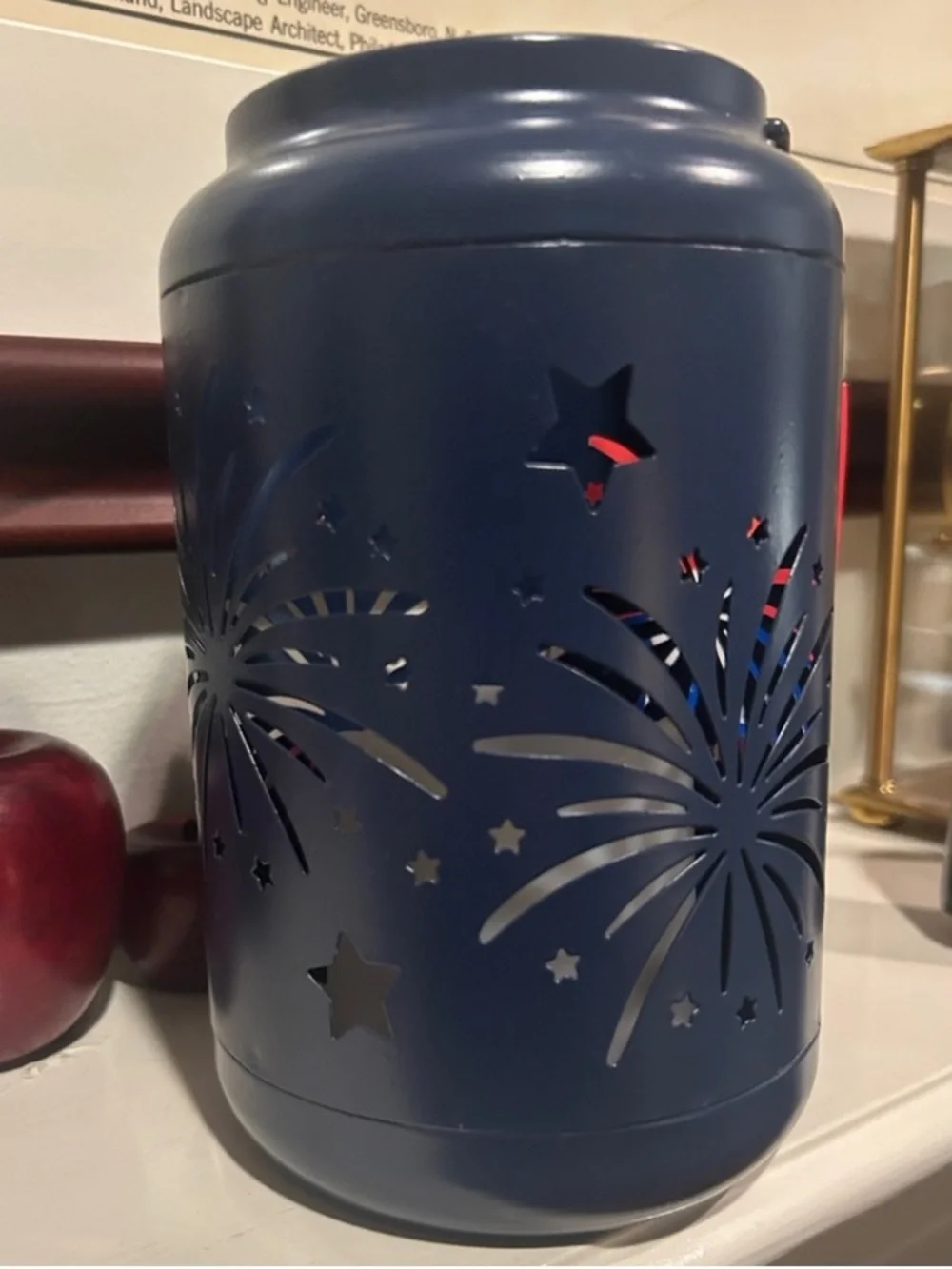 Blue Starburst Metal Lantern - Home Accents Battery Operated